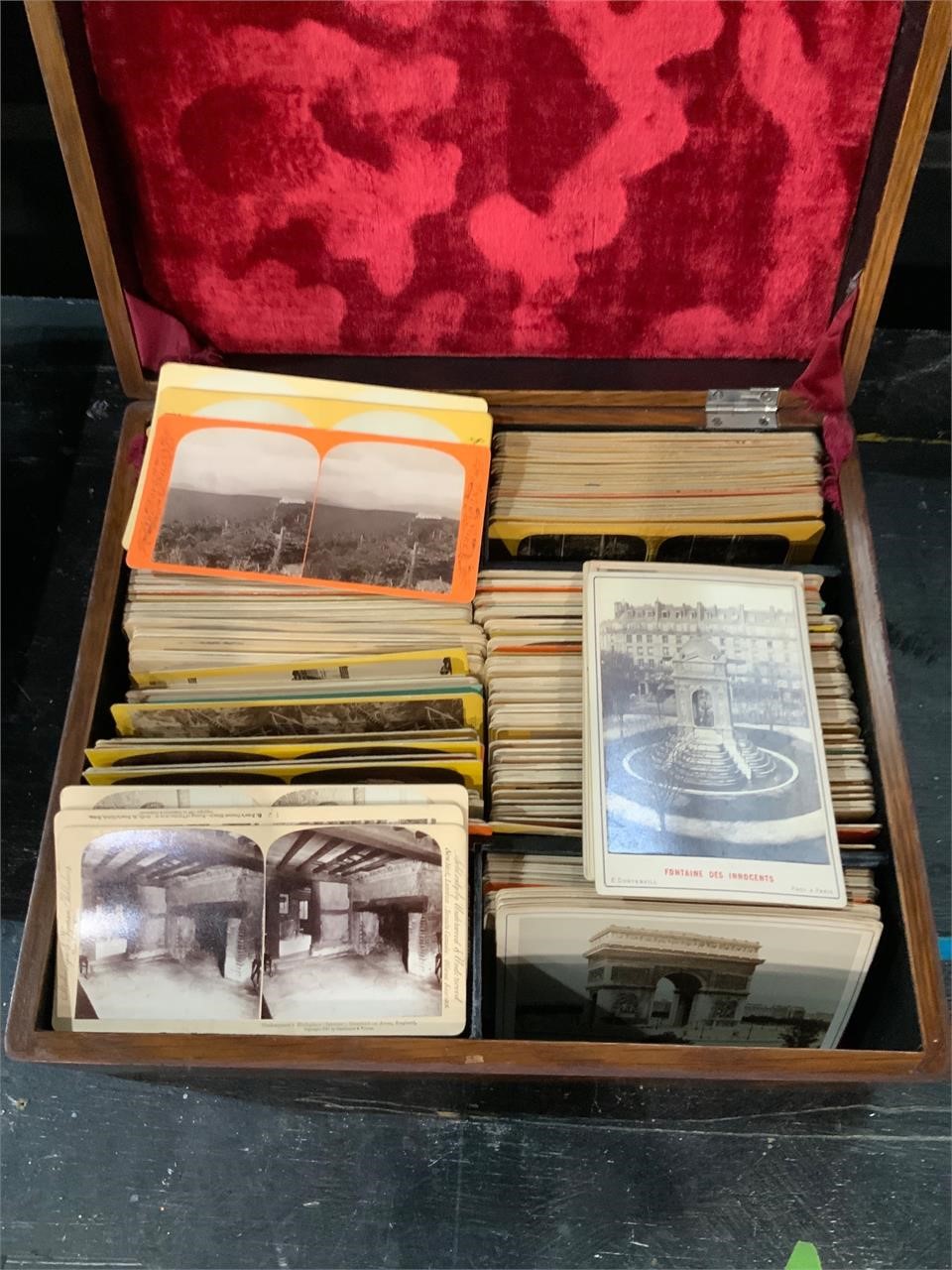 large wooden box of perfectscope slides