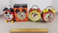 4ct Vintage Mickey Mouse Alarm Clocks