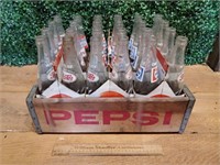 Vintage Pepsi Crate w/ Bottles 17 & 3/4" L