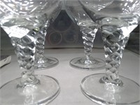 4 Twisted Stem Crystal Wine / Spirits  Glasses