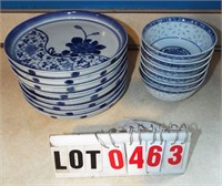 (8)  8” Oriental plates & 6 rice bowls