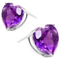 10MM Heart Cut Amethyst 7.5CTW Stud Earrings in St