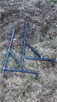 2 SQUARE TUBING STANDS, LEGS, RECEIVER HITCH ETC.