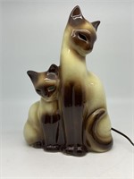 VINTAGE KRON SIAMESE CAT WITH KITTEN TV LAMP
