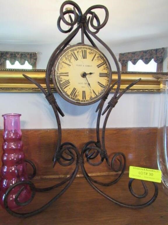 Decorative Wrought Iron Look Mantel Clock