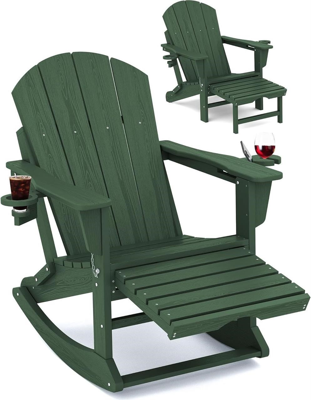 KINGYES Adirondack Chair;Retractable Ottoman(GREY)