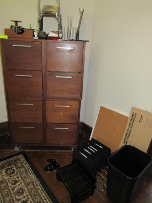 Office Items: 8 Drawer Wood File Cabinet & Other A