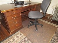 Office Set: Wood Executive Desk, Rolling Chair, Pl