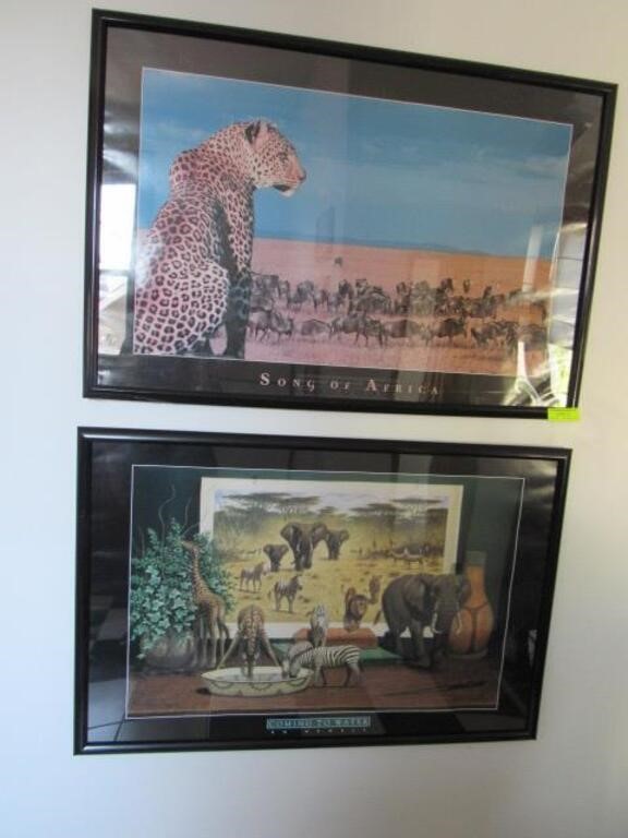 2 Framed Posters, Cheetah & Elephants