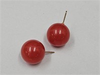 Bakelite Pierced Red Earrings