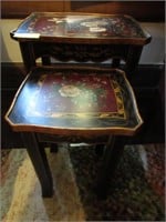 2 Small Nesting Tables W/ Tole Style Decoration