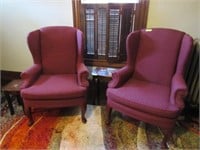 Pair Upholstered Wing Chairs