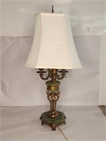 Vintage onyx & gilt metal candeliere-style lamp