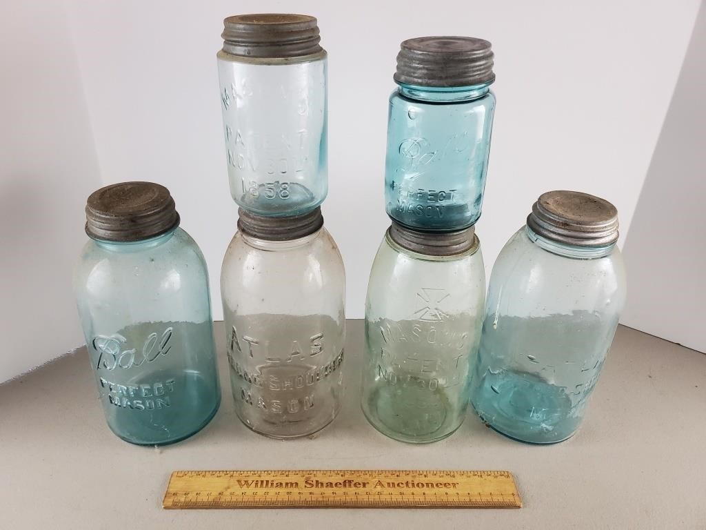 Vintage Canning Jars - Some Blue