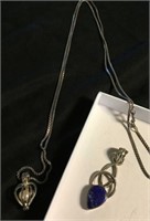 Sterling Celtic Blue Lapis Pendant/ Pearl Necklace