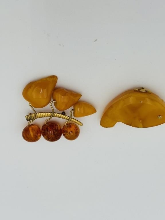 two 1950 A wonderful mid-century Russian amber bro