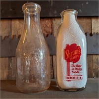 2ct Shrums Dairy Jeannette Milk Bottles