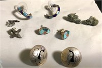 Lot Of 5 Petite Small Native Sterling Earrings