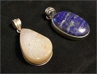 Sterling & Lapis/Druzy Crystal Stone Pendants