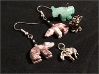 Lot OF Small Sterling Charms &  Bear Earrings Etc