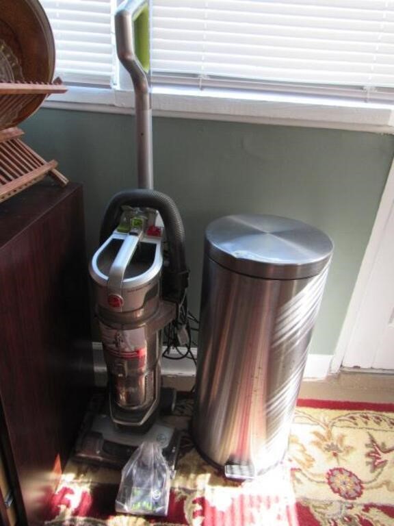 2 Items: Hoover Vacuum & Step-On Trashcan