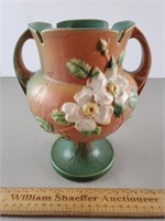 Roseville Pottery White Rose Two Handled Vase