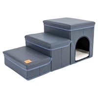 Dog Steps for Bed with Storage & Condo, Portable