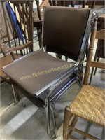 Pair of metal frame stacking chairs