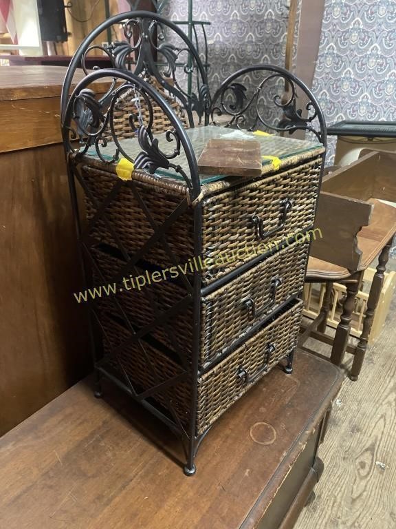 Iron in Wicker small storage cabinet with drawers