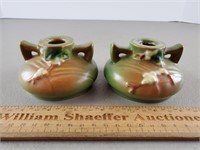 Roseville Pottery Snowberry Candle Holders 2" H