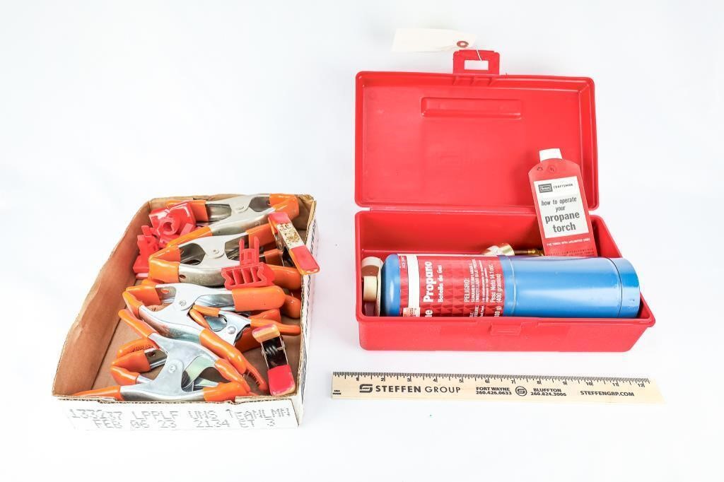 Flat of Clamps & Propane Torch Set w/Case