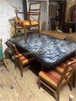 Dining table with custom epoxy top finish and