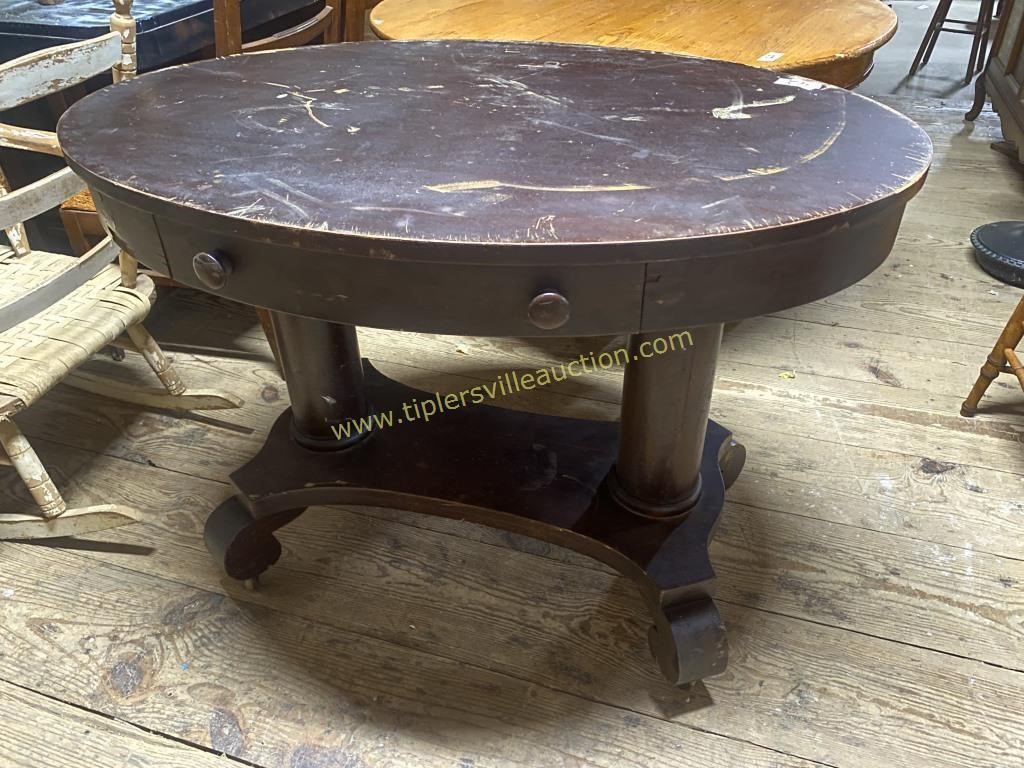 Mahogany empire, library table with oval top