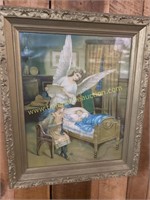 Guardian angel print in original frame