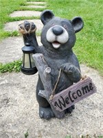 Welcome Home Bear Statue w/ Lantern 19 & 3/4" H