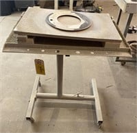 Rolling Wooden and Metal Table, 30x22x36in