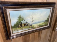 Mountain farm painting on canvas