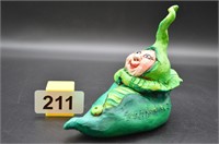 Jane F. Hankins clay pea in a pod signed 2005