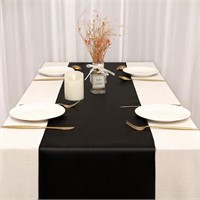 10PCS SATIN TABLE RUNNERS 12X108IN (BLACK)