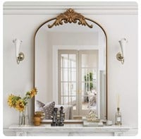 Arched Wall Mirror, Vintage Carved Bathroom Mirro