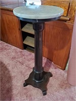 Vintage Marble Top Stand 14 x 14 x 35 & 3/4"