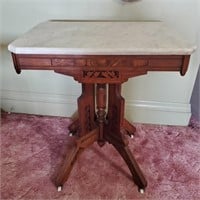 Victorian Eastlake Marble Top Table