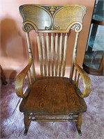 Antique Oak Rocking Chair 40 & 3/4" H