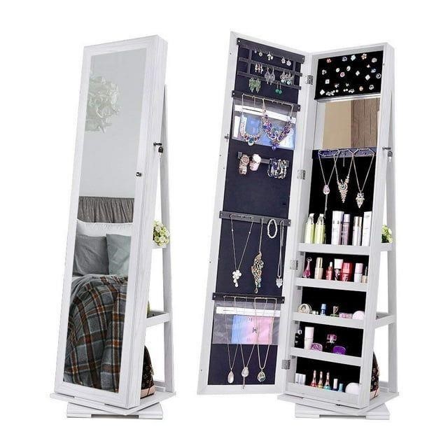 360* Rotatable Jewelry Armoire w/Standing Mirror