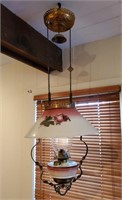 Antique Hanging Oil Lamp 34" H