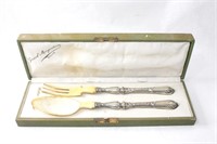 Antique silver and ivory spoon and fork set