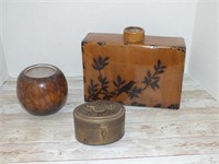 PRIVILEGE VASE, ART GLASS BOWL, AND TRINKET BOX