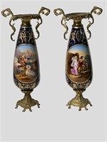 Pair Bronze Mounted Sevres Vases