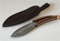 Damascus Feather Knife with Sheath