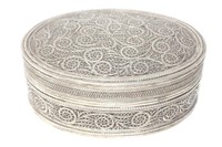 Oval silver filigree jewellery box